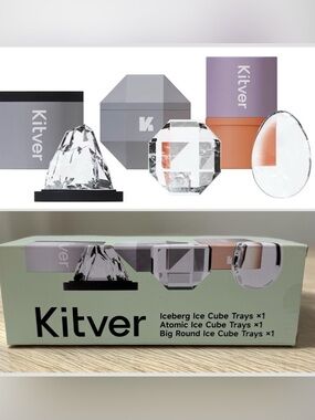 Kitver Whiskey Ice Cube Tray Set 3 Pack Silicone Sphere Clear Ice BPA Free
